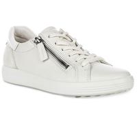 Ecco Morbido 7 Zip Laterale IN Pelle con Lacci Scarpe da Donna Bianco EU 36-42