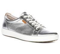 Ecco Soft 7 On Train Contrast Long Lace Up Sneakers Donna In Argento UK 3 - 9