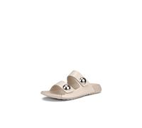 ECCO Women's Cozmo Two Band Button Slide Sandal, Limestone, 6-6.5