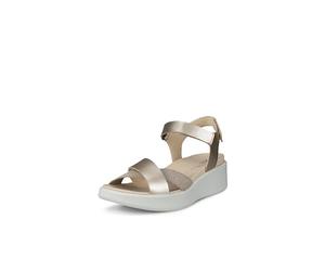 ECCO Women's Flowt Wedge Luxury Crossband Sandal, Pure White Gold, 5-5.5