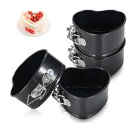 ECCOGREAT Set di 4 teglie per cheesecake antiaderenti da 10,2 cm, a prova di perdite con fondo rimovibile, per mini torte, pizze e soufflé, cheesecake, torte di compleanno, a forma di cuore