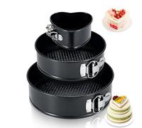 ECCOGREAT Set di teglie antiaderenti per cheesecake, a prova di perdite, stampo rotondo Moule a Gateau, fondo rimovibile a sgancio rapido, stampi per torta di compleanno