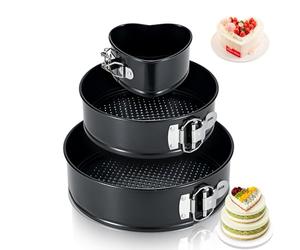 ECCOGREAT Set di teglie antiaderenti per cheesecake, a prova di perdite, stampo rotondo Moule a Gateau, fondo rimovibile a sgancio rapido, stampi per torta di compleanno