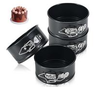 ECCOGREAT Teglia antiaderente per cheesecake 4 pezzi da 10,2 cm, a prova di perdite, con fondo rimovibile, per mini torte, pizze e quiche, cheesecake