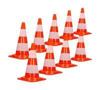 ECD Germany 9X Cono Segnaletico Spartitraffico Pilone Traffico Stradale 47 cm Arancione-Bianco Piloni Strisce Riflettenti Avvertimento di Traffico Cono di Sicurezza Impilabili Flessibile Rifrangente