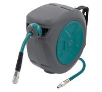 ECD Germany Avvolgitubo Aria Compressa Automatico 10m + 1m, con Funzione di Blocco, Attacco 1/4", con Raccordo Rapido, Pressione 15 Bar, Rotazione 180°, Ø12 mm, Arrotolatore per Montaggio a Parete
