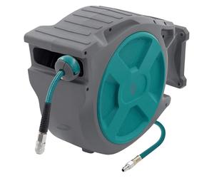 ECD Germany Avvolgitubo Aria Compressa Automatico 30 m + 2 m, con Funzione di Blocco, Attacco 1/4", con Raccordo Rapido, Pressione 15 Bar, Rotazione 180°, Ø12 mm, Arrotolatore per Montaggio a Parete