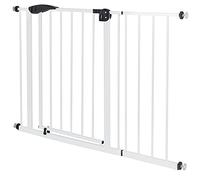 ECD Germany Cancelletto di Sicurezza Bambini 105-115 cm di Larghezza Senza Foratura Perforazione Cancello per Scale Barriera Protettiva Cani Grata Isolamento Animali Apribile Bloccabile Metallo Bianco