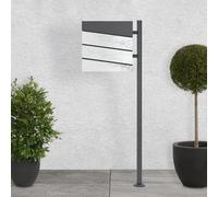 ECD Germany Cassetta Postale con Supporto Scomparto per Giornali Riviste Cassetta delle Lettere Antracite Effetto Marmo Bianco Piedistallo 120 cm in Acciaio Verniciato a Polvere Kit di Montaggio