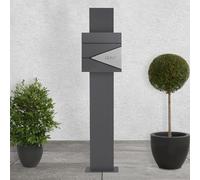 ECD Germany Cassetta Postale con Tubo per Giornali Antracite e Argento 37 x 37 x 11 cm e Supporto a Colonna 25x170x7,5 cm in Acciaio Piedistallo per Cassetta delle Letere con Accessori di Montaggio