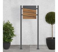 ECD-Germany Cassetta Postale da Esterno 37 x 36,5 x 11 cm in Acciaio Antracite/Aspetto Legno Buca delle Lettere Moderna con Scomparto Porta Giornali Riviste incl. 2 Chiavi e Supporto Stand Piedistallo