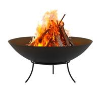 ECD Germany Ciotola da Fuoco Ø55x24 cm in Acciaio Nero con 3 Piedi per Barbecue Serale Pozzo di Fuoco per il Giardino Cesto da Fuoco Rotondo con Telaio a Treppiede Barile da Fuoco da Esterno
