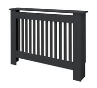 ECD Germany Copricalorifero Copertura Radiatore in Legno MDF Laccato Design Doghe Verticali 112 x 19 x 82 cm Copritermosifone Protezione per Radiatore con Piano d'Appoggio Mensola Superiore Antracite