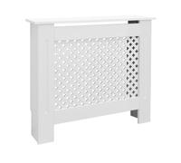 ECD Germany Copritermosifone MDF 78x19x82 cm Bianco Con Motivo a Nido d'Ape - Rivestimento e Copertura del Radiatore in Legno Verniciato - Protezione Copricalorifero