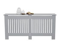 ECD Germany Copritermosifone Stile Rustico 152x19x82 cm Grigio in Legno MDF Laccato per Camera da Letto Soggiorno Copriradiatore Riscaldamento Copertura per Radiatore Coperchio Calorifero