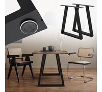 ECD Germany Gambe da Tavolo 2 Pezzi Struttura Tavolo 60 x 72 cm in Acciaio Verniciato a Polvere Nero Telaio da Tavolo Design Industriale Telaio Gambe Industriali Set Piedini Trapezoidali per Tavoli