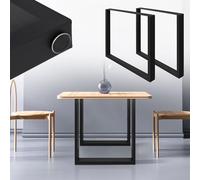 ECD Germany Gambe Tavolo 2 Pezzi Struttura Tavolo 60 x 72 cm in Acciaio Verniciato a Polvere Nero Telaio da Tavolo Design Industriale Telaio Gambe Industriali Rettangolare Piedini per Tavoli