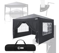 ECD Germany Gazebo 3x3 m Pieghevole con 4 Pareti Laterali Tenda Pop Up | Gazebo Robusto Portatile Idrorepellente da Esterno, Resistente UV 50+ Tenda Giardino Richiudibile per Campeggio o Spiaggia
