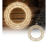 ECD Germany Ghirlanda Luminosa per Natale con 960 LED Luce Bianca Calda Corona in Metallo Ø 58 cm Decorazione Natalizia per Interno Esterno IP44 con Timer per Terrazza da Appendere sul Portone