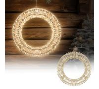 ECD Germany Ghirlanda Natalizia a LED Ø50cm con 720 Micro LED Bianco Caldo e Timer Impermeabile IP44 per Interni/Esterni Ghirlanda 3D in Metallo con Illuminazione a LED Decorazione Natalizia