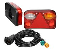 ECD Germany Kit Fanali Rimorchio Luci Posteriori Alogeno 12V per Rimorchio Caravan con Cavo 5m E11 Cablato con Spina a 13 Pin Impermeabile Fanale Illuminazione Posteriore Stop