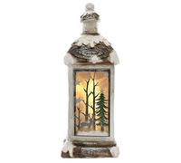 ECD Germany Lanterna di Natale a LED con Luce Bianca Calda Decorazione Natalizia 60 cm Candela Luminosa per Casa Lampada Ornamentale Interno con Immagine Abete Verde e Neve Funzionamento a Batterie