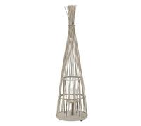 ECD Germany Lanterna in bambù da Giardino, Altezza 110 cm, Colore Legno, Portacandela con Catena Luminosa a LED e Inserto in Vetro, Lanterna a Vento, Stile Boho, Decorazione per Terrazza e Interni
