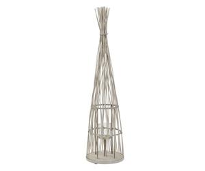 ECD Germany Lanterna in bambù da Giardino, Altezza 132 cm, Colore Legno, Portacandela con Catena Luminosa a LED e Inserto in Vetro, Lanterna a Vento, Stile Boho, Decorazione per Terrazza e Interni