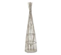 ECD Germany Lanterna in bambù da Giardino, Altezza 91 cm, Colore Legno, Portacandela con Catena Luminosa a LED e Inserto in Vetro, Lanterna a Vento, Stile Boho, Decorazione per Terrazza e Interni