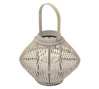 ECD Germany Lanterna in bambù Naturale, Altezza 42 cm, Colore Legno, Lampada da Tavolo con Effetto Intrecciato, Lanterna da Giardino con Inserto in Vetro, Stile Retro, Decorazione per Patio e Interni