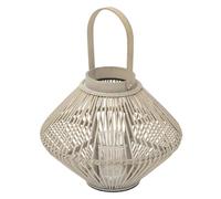 ECD Germany Lanterna in bambù Naturale, Altezza 44 cm, Colore Legno, Lampada da Tavolo con Effetto Intrecciato, Lanterna da Giardino con Inserto in Vetro, Stile Retro, Decorazione per Patio e Interni