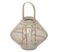 ECD Germany Lanterna in bambù Naturale, Altezza 47 cm, Colore Legno, Lampada da Tavolo con Effetto Intrecciato, Lanterna da Giardino con Inserto in Vetro, Stile Retro, Decorazione per Patio e Interni