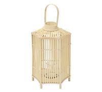 ECD Germany Lanterna in bambù Naturale, Portacandela con Inserto in Vetro, Altezza 60 cm, Colore Legno, Lanterna da Giardino con Manico, Stile Boho, Decorazione per Terrazza, Balcone e Interni