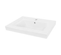 ECD Germany Lavabo da Appoggio in Ceramica Bianco Lucido Rettangolare 605x465x160 mm Design Moderno Lusso Lavello Lavandino Lavamano Bacinella per Ospiti Sanitari Rubinetteria Arredo Bagno Casa Bidet