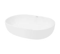 ECD Germany Lavabo da Appoggio Ovale 600 x 420 x 145 mm Lavandino Bacinella Lavamani Lavello Sanitari da Bagno in Ceramica Bianco Lucido Lavandino Lavandini su Piano Foro di Scarico Universale