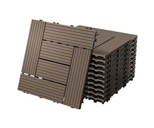 ECD Germany Piastrelle da Giardino da Esterno Mosaico per Pavimenti Terrazze Piscine in WPC 30x30 cm Set di 44 Pezzi 4 m² Marrone Scuro Piastrella da Balcone con Aspetto Legno con Sistema Plug-in