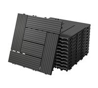 ECD Germany Piastrelle da Giardino Piastrelle da Esterno Mosaico Piastrelle Terrazze per Pavimenti in WPC 30x30 cm Set di 22 Pezzi 2m ² Antracite Piastrella con Aspetto Legno con Sistema Plug-in