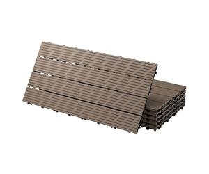 ECD Germany Piastrelle per Pavimenti da Esterno Pavimentazione per Terrazze in WPC 60 x 30 cm Set di 6 Pezzi 1 m² Marrone Scuro con Aspetto Legno Pannelli ad Incastro da Giardino con Drenaggio
