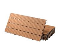 ECD Germany Piastrelle per Pavimenti da Esterno per Terrazze in WPC 60x30 cm Set di 12 Pezzi 2 m² Marrone Chiaro con Aspetto Legno Piastrelle da Balcone Giardino con Drenaggio e Sistema Plug-in