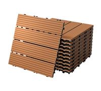 ECD Germany Piastrelle per Pavimenti da Esterno Piastrelle per Terrazze in WPC 30x30 cm Set di 11 pezzi per 1m ² Marrone Chiaro con Aspetto Legno Piastrelle da Giardino con Drenaggio e Sistema Plug-In