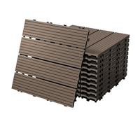 ECD Germany Piastrelle per Pavimenti da Esterno Piastrelle per Terrazze in WPC 30x30 cm Set di 22 Pezzi per 2m ² Marrone Scuro con Aspetto Legno Piastrelle da Giardino con Drenaggio e Sistema Plug-in