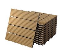 ECD Germany Piastrelle per Pavimenti da Esterno Piastrelle per Terrazze in WPC 30x30 cm Set di 55 Pezzi per 5m ² Colore Teak con Aspetto Legno Piastrelle da Giardino con Drenaggio e Sistema Plug-In