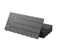 ECD Germany Piastrelle per Pavimenti da Esterno Piastrelle per Terrazze in WPC 60x30 cm Set di 12 Pezzi 2m ² Antracite con Aspetto Legno Piastrelle da Giardino con Drenaggio e Sistema Plug-in
