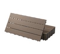 ECD Germany Piastrelle per Pavimenti da Esterno Piastrelle per Terrazze in WPC 60x30 cm Set di 24 Pezzi 4m ² Marrone Scuro con Aspetto Legno Piastrelle da Giardino con Drenaggio e Sistema Plug-in
