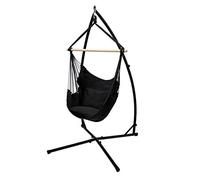 ECD Germany Poltrona Sospesa con 2 Cuscini e Supporto Telaio 208 cm - Fino a 120 kg - Antracite - Sedia Sospesa da Giardino in Cotone Legno Massiccio - Interni ed Esterni - Amaca Terrazza Campeggio