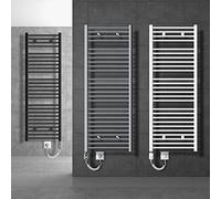 ECD Germany Radiatore Scaldasalviette Elettrico 900W Termoarredo da Bagno Moderno in Acciaio Bianco - 600 x 1800 mm - Curvo con Attacco Laterale - Scaldasalviette Asciugabiancheria 600x1800 mm 900W