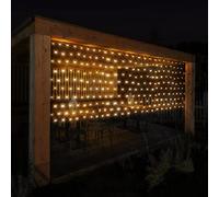 ECD Germany Rete Luminosa 160 Lampadine LED Bianco Caldo Luci Decorative Natalizie da Interno/Esterno Catena 2 m Cavo Nero Grado Protezione IP44 Illuminazione Balcone Giardino Albero di Natale Feste