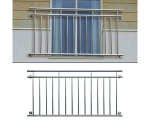 ECD Germany Ringhiera Balcone Francese 90 x 184 cm con 14 Barre Lucido in Acciaio Inox Supporto Protezione Finestre Griglia Parapetto Balaustra Inferriata a Sbarre Recinzione da Terrazza