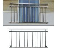 ECD Germany Ringhiera Balcone Francese - 90 x 225 cm - in Acciaio Inox - Supporto a Sbarre Protezione Finestre Inferriata a Griglia Balaustra Scale Parapetto Terrazza Recinzione per Interno o Esterno