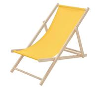 ECD Germany Sedia a Sdraio Pieghevole in Legno e Tessuto Giallo Schienale Regolabile 3 Posizioni Reclinabili Carico fino a 120 kg Lettino Prendisole da Spiaggia Giardino Balcone per Esterni/Interni